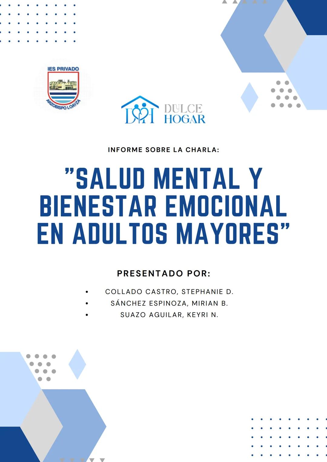 Informe sobre la charla “Salud Mental y Bienestar Emocional en Adultos Mayor"