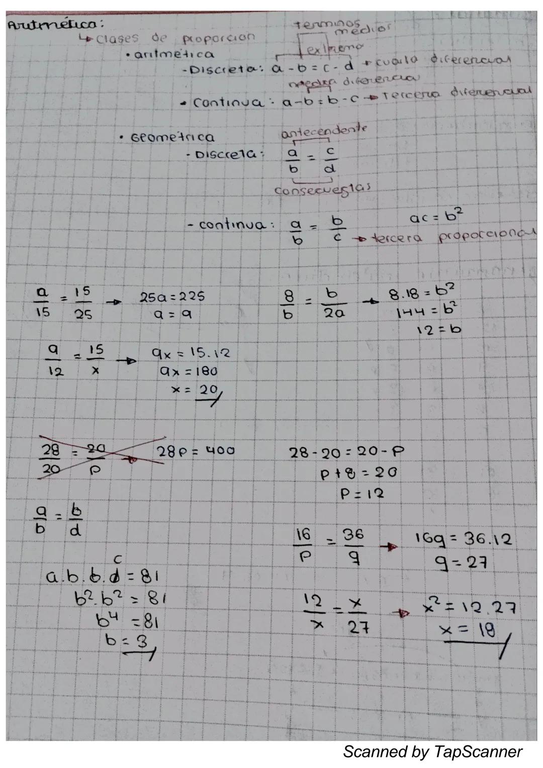 Aritmético:
- Clases de proporcion
- aritmética
-Discreta: a-b= c- d
- Continua a-b=b-c
- Geometrica
-Discrela: $\frac{a}{b} =