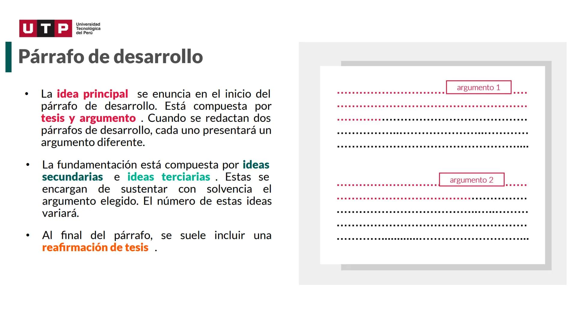 # Estructura del texto
argumentativo.
COMPRESIÓN Y REDACCIÓN DE TEXTO 1 --- OCR Start ---
Universidad
UTP Tecnológica
del Perú
Recordemos l