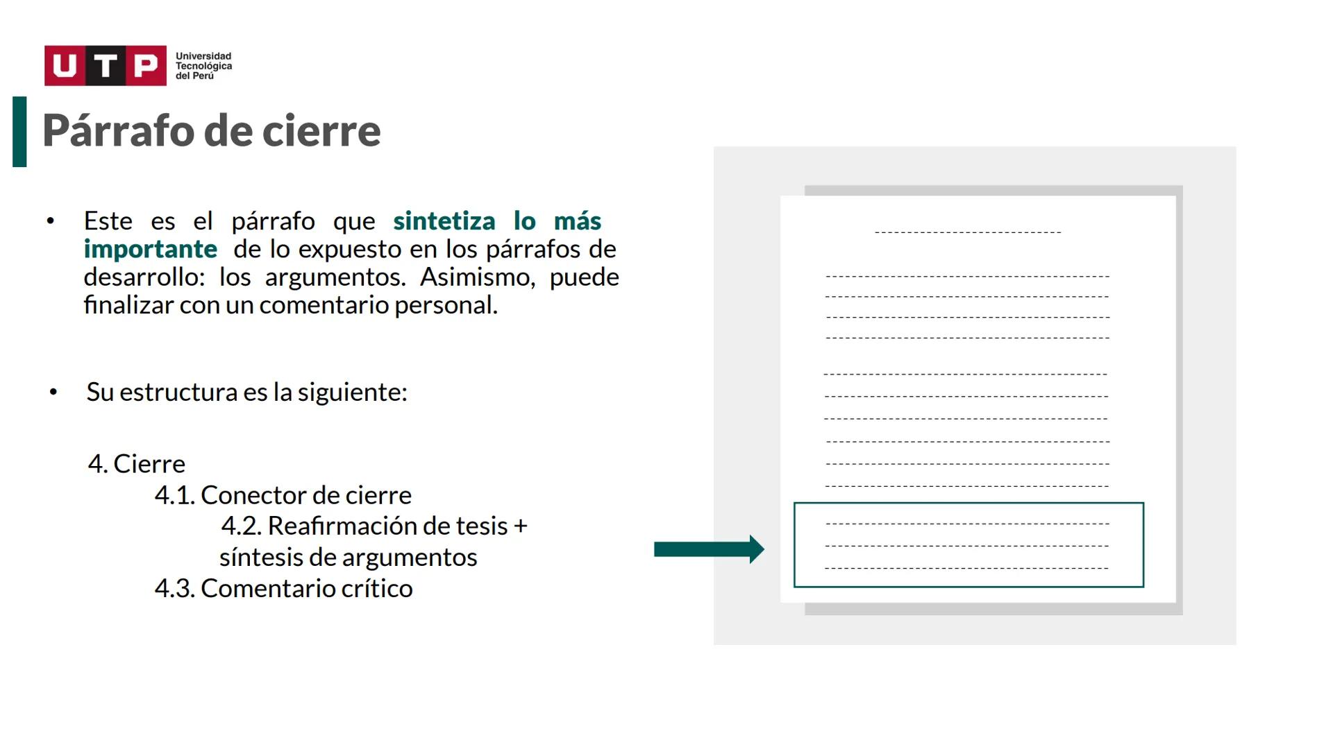 # Estructura del texto
argumentativo.
COMPRESIÓN Y REDACCIÓN DE TEXTO 1 --- OCR Start ---
Universidad
UTP Tecnológica
del Perú
Recordemos l