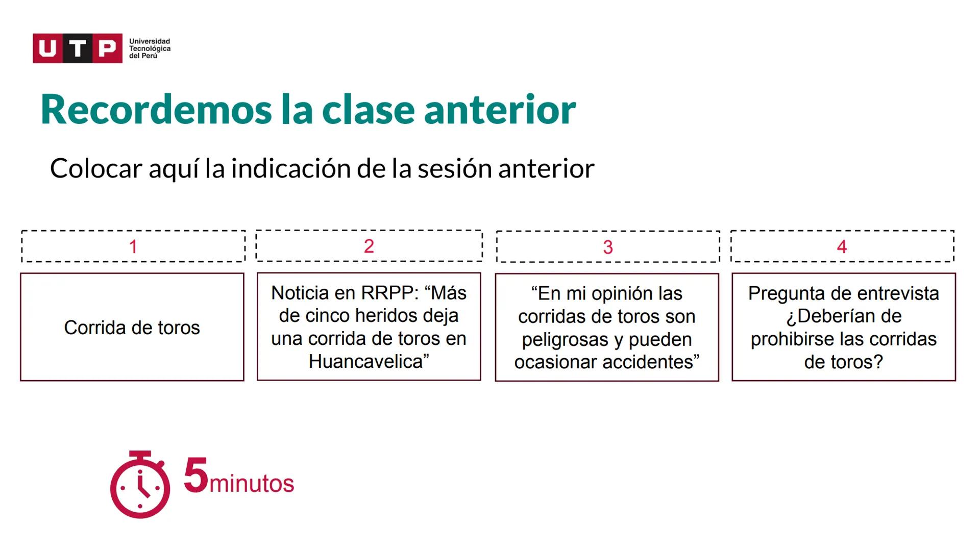 # Estructura del texto
argumentativo.
COMPRESIÓN Y REDACCIÓN DE TEXTO 1 --- OCR Start ---
Universidad
UTP Tecnológica
del Perú
Recordemos l