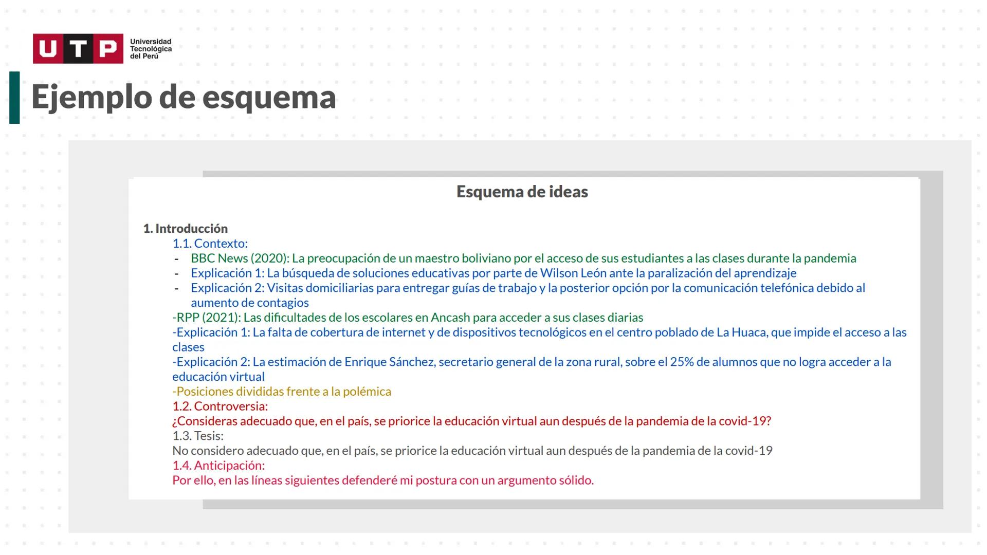 # Estructura del texto
argumentativo.
COMPRESIÓN Y REDACCIÓN DE TEXTO 1 --- OCR Start ---
Universidad
UTP Tecnológica
del Perú
Recordemos l