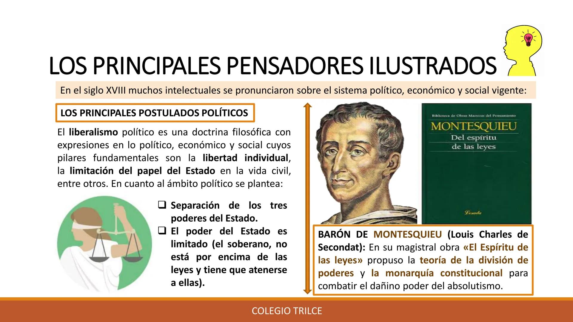 # Trilce CURSO: HISTORIA UNIVERSAL
# GRADO: 3º SECUNDARIA
COLEGIO
# TEMA:
LA
ILUSTRACIÓN
# DOCENTES:
- Luis Fidel Del Aguila Tello
- Migue