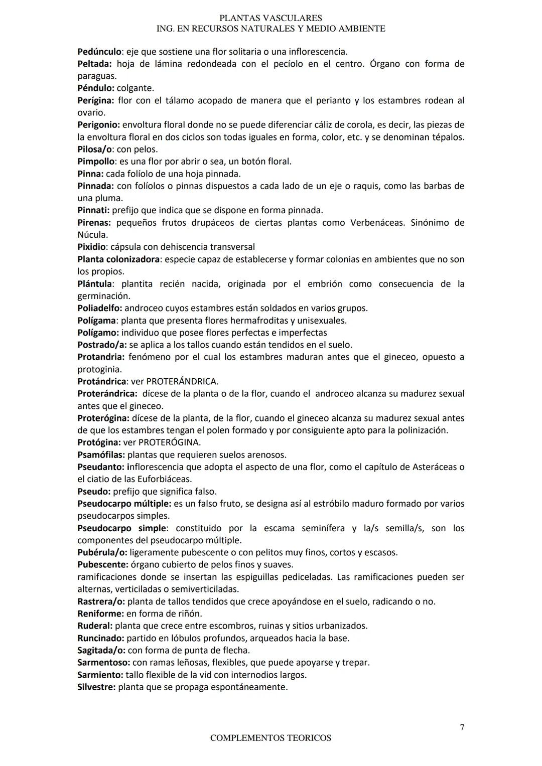 # PLANTAS VASCULARES
ING. EN RECURSOS NATURALES Y MEDIO AMBIENTE
## GLOSARIO DE TERMINOS BOTÁNICOS
Acrescente: órgano que continua crecien