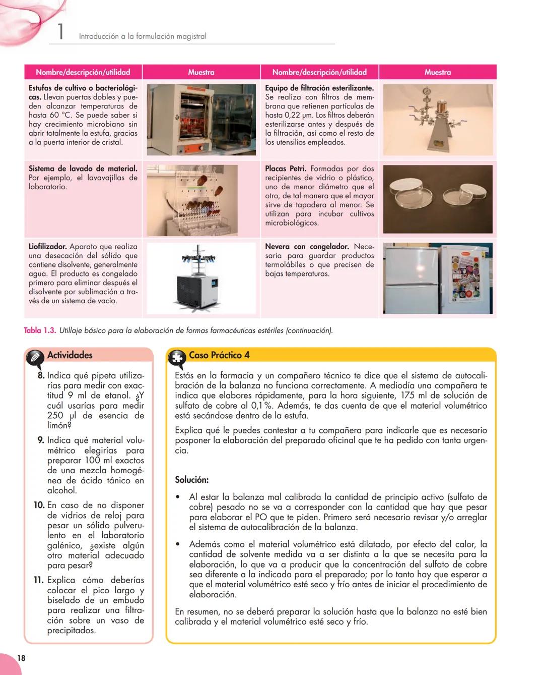 Unidad
1
Introducción a la formulación magistral
Y estudiaremos:
• Evolución de la formulación magistral.
• Aspectos legales de la preparac