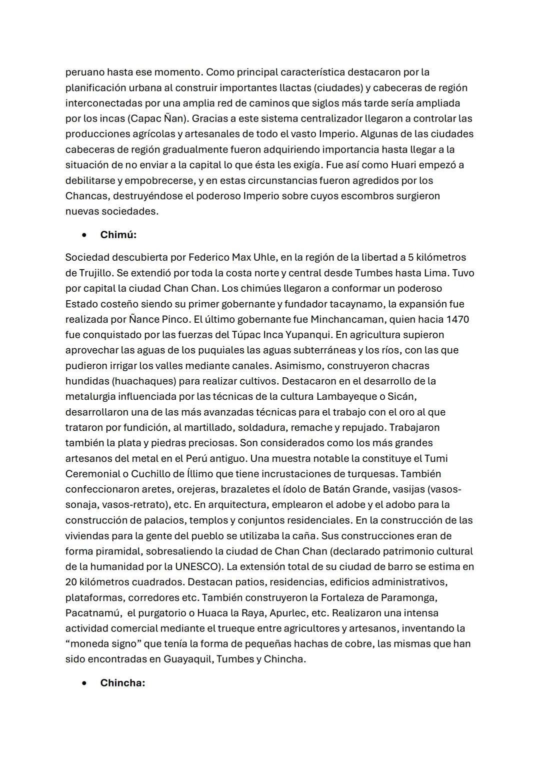 # Las culturas preincaicas
Para estudiar las culturas que se desarrollaron en el territorio andino antes de la
llegada de los españoles se