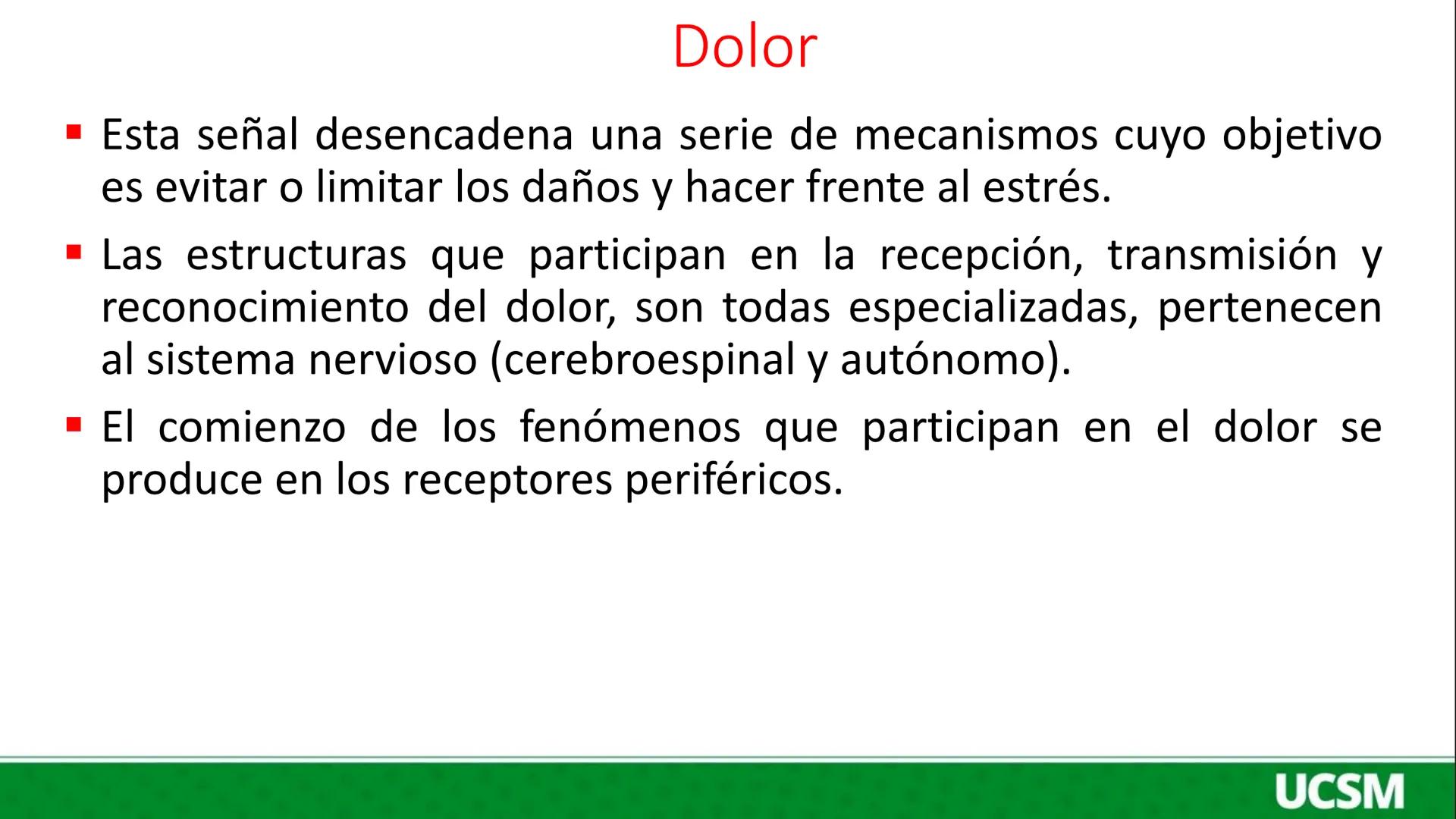 # Universidad Católica
## de Santa María
# Fiebre y dolor
Q.F. FERNANDO TORRES VELA # Dolor
- El dolor es una experiencia sensorial y emo
