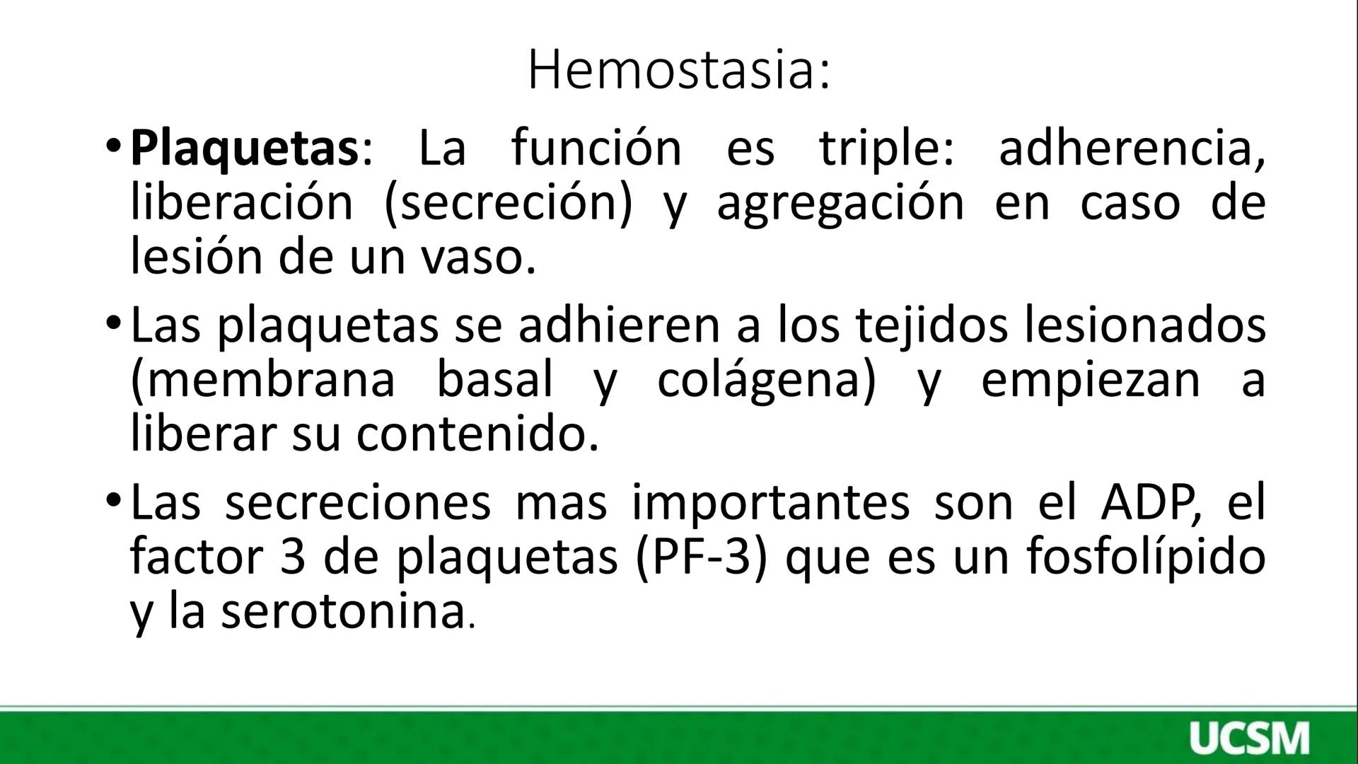 Universidad Católica
de Santa María
FISIOLOGIA DE LA SANGRE III
Mtro: FERNANDO TORRES VELA # Plaquetas o Trombocitos:
- Las plaquetas o tro