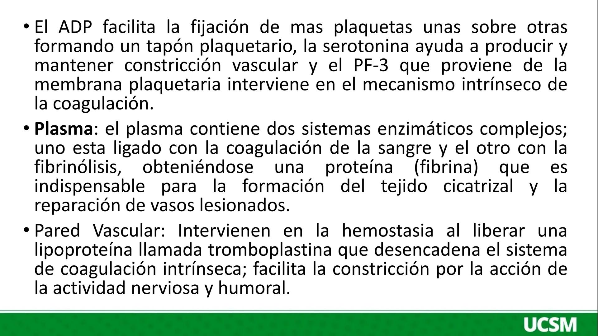 Universidad Católica
de Santa María
FISIOLOGIA DE LA SANGRE III
Mtro: FERNANDO TORRES VELA # Plaquetas o Trombocitos:
- Las plaquetas o tro