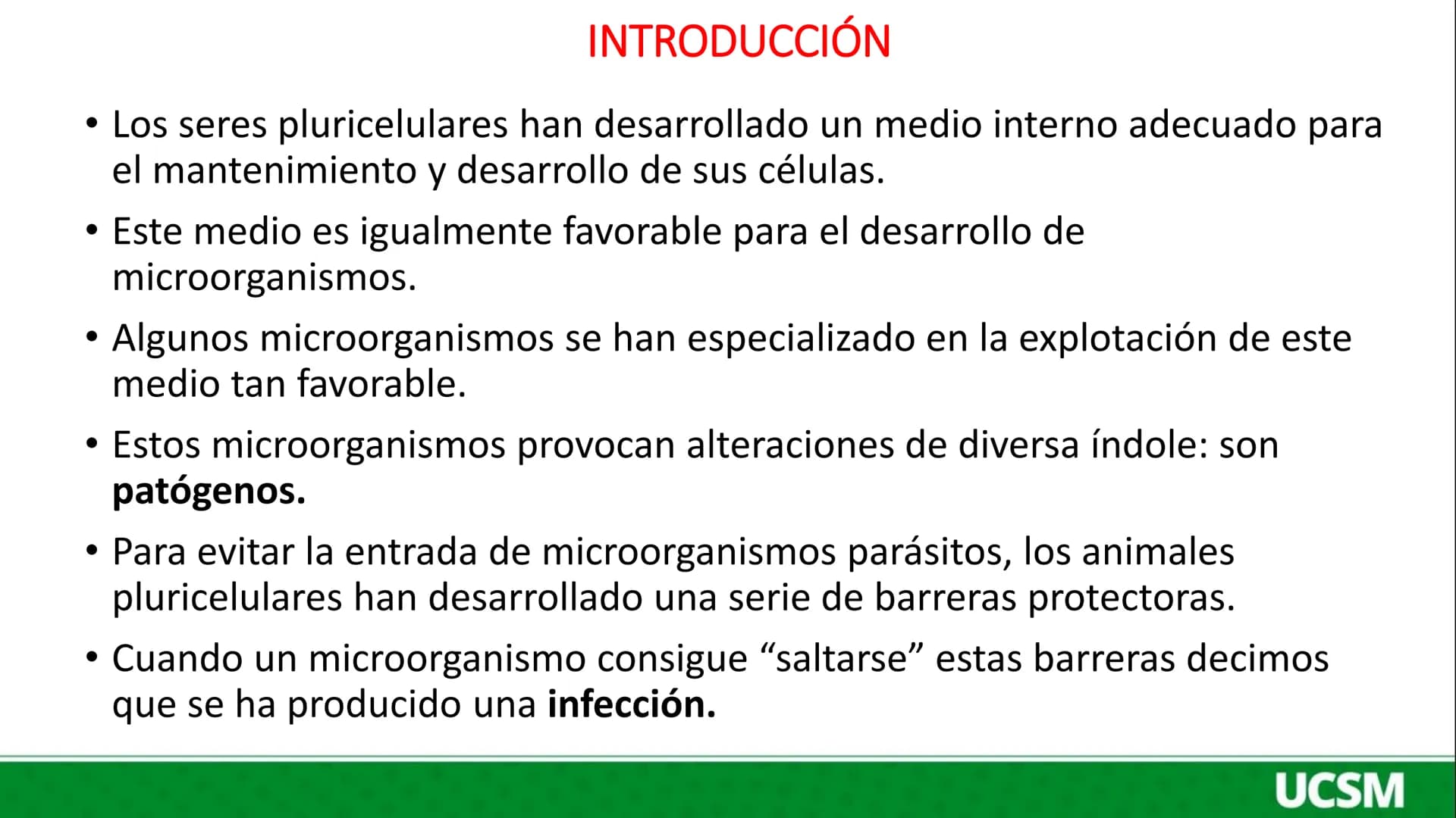 Universidad Católica
de Santa María
INMUNOLOGÍA I
LAS DEFENSAS NATURALES CONTRA LAS
INFECCIONES
Mtro: FERNANDO TORRES VELA # INTRODUCCIÓN