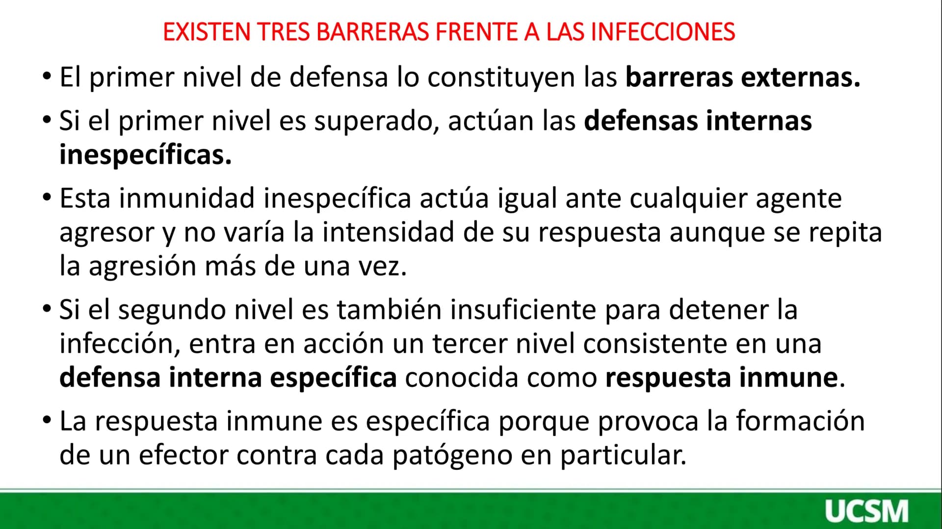 Universidad Católica
de Santa María
INMUNOLOGÍA I
LAS DEFENSAS NATURALES CONTRA LAS
INFECCIONES
Mtro: FERNANDO TORRES VELA # INTRODUCCIÓN