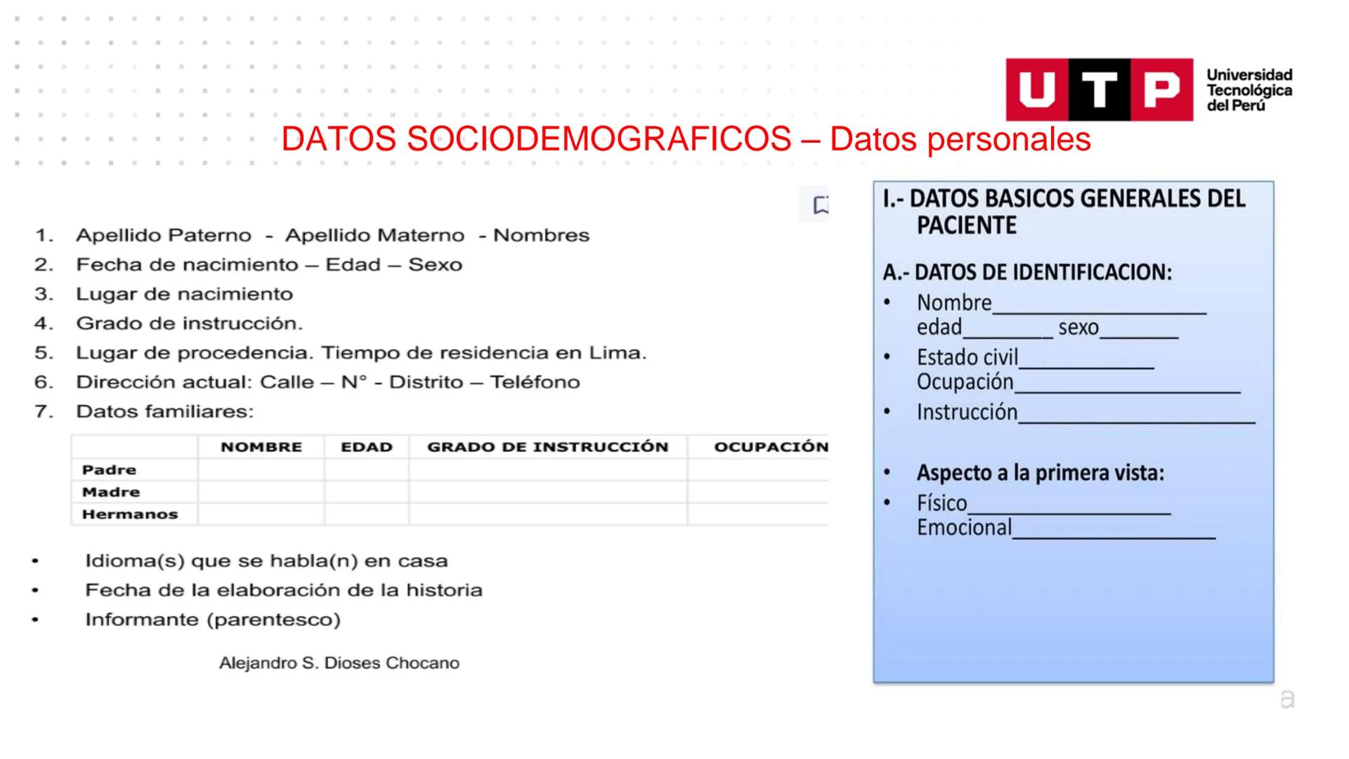 PSICOPATOLOGIA INFANTO - JUVENIL
Unidad N°2
PATOLOGÍA INFANTO – JUVENIL
Anamnesis, datos sociodemográficos, motivo de consulta
SEMANA 3
Un