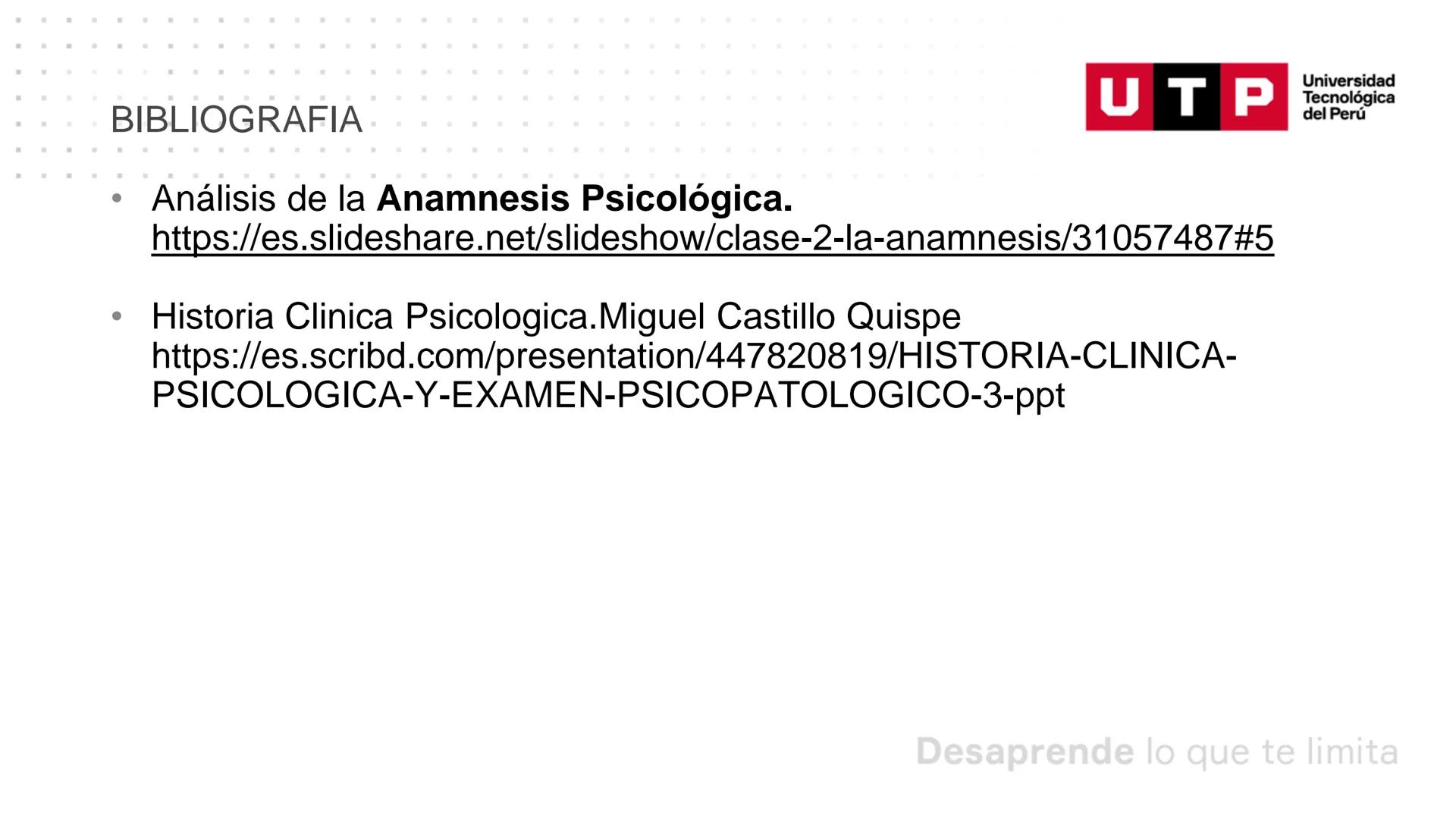 PSICOPATOLOGIA INFANTO - JUVENIL
Unidad N°2
PATOLOGÍA INFANTO – JUVENIL
Anamnesis, datos sociodemográficos, motivo de consulta
SEMANA 3
Un