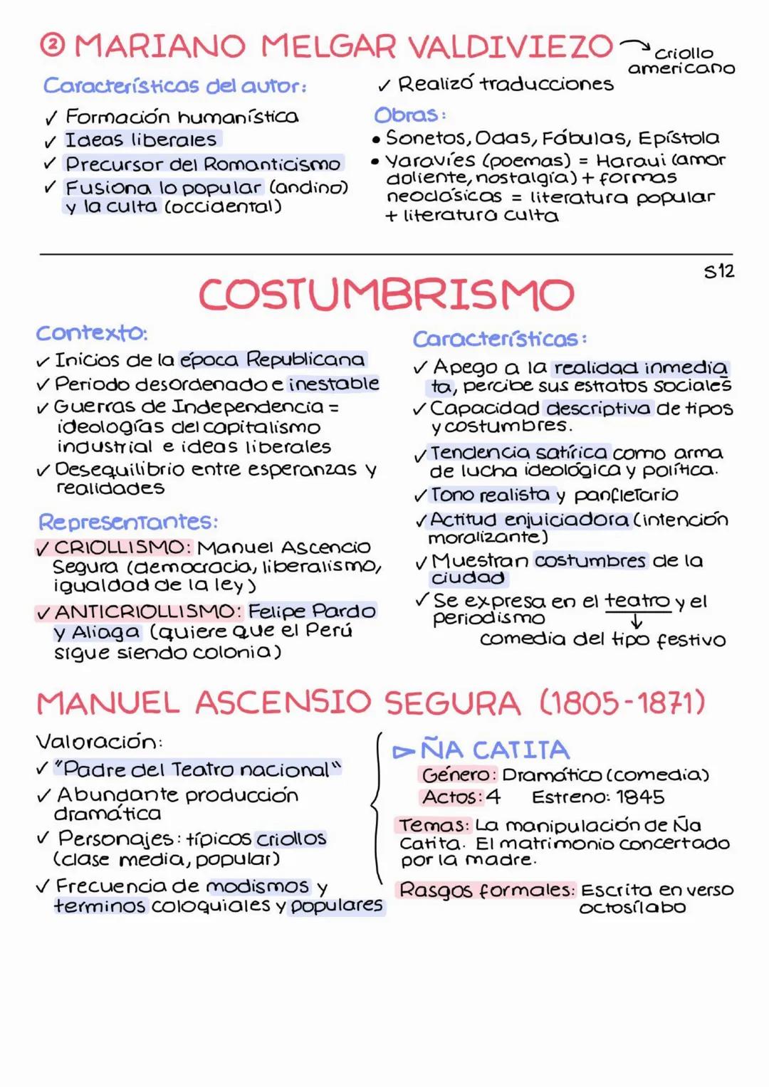 --- OCR Start ---
ROMANTICISMO
Contexto: (fines de 1840)
✓ Ramón Castilla en el poder
✓ Mayor estabilidad política
Autores y Obras:
✓ Modest