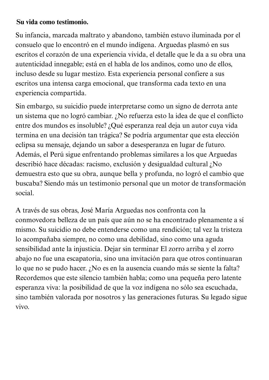 # José María Arguedas
Voz andina, espejo del conflicto y testigo de
esperanza
José María Arguedas un hombre que no puede entenderse sólo a t