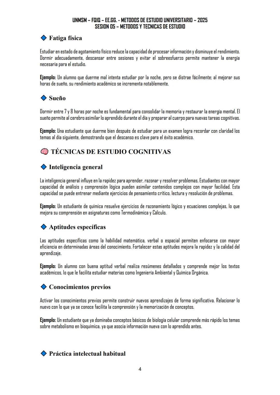 --- OCR Start ---
UNMSM-FQIQ-EE.GG. - METODOS DE ESTUDIO UNIVERSITARIO - 2025
SESION 05 - METODOS Y TECNICAS DE ESTUDIO
FACTORES SOCIALES QU