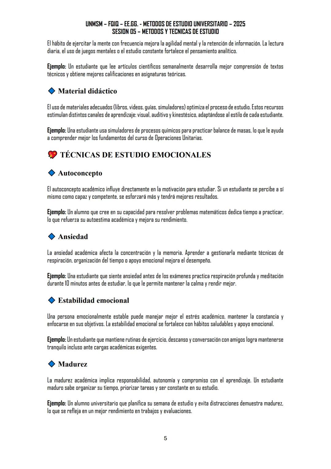 --- OCR Start ---
UNMSM-FQIQ-EE.GG. - METODOS DE ESTUDIO UNIVERSITARIO - 2025
SESION 05 - METODOS Y TECNICAS DE ESTUDIO
FACTORES SOCIALES QU