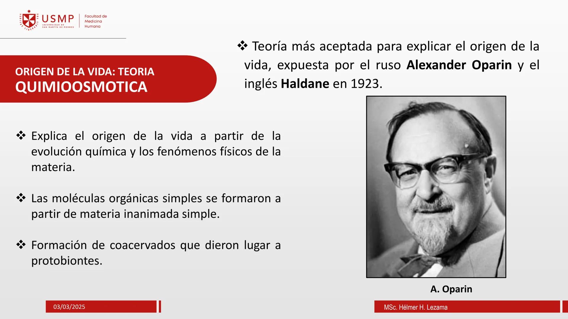 # ORIGEN DE LA VIDA, EVOLUCIÓN,
# NIVELES DE ORGANIZACIÓN Y
# CLASIFICACIÓN DE LOS SERES VIVOS
Introducción a la Biología
03/03/2025
Msc.