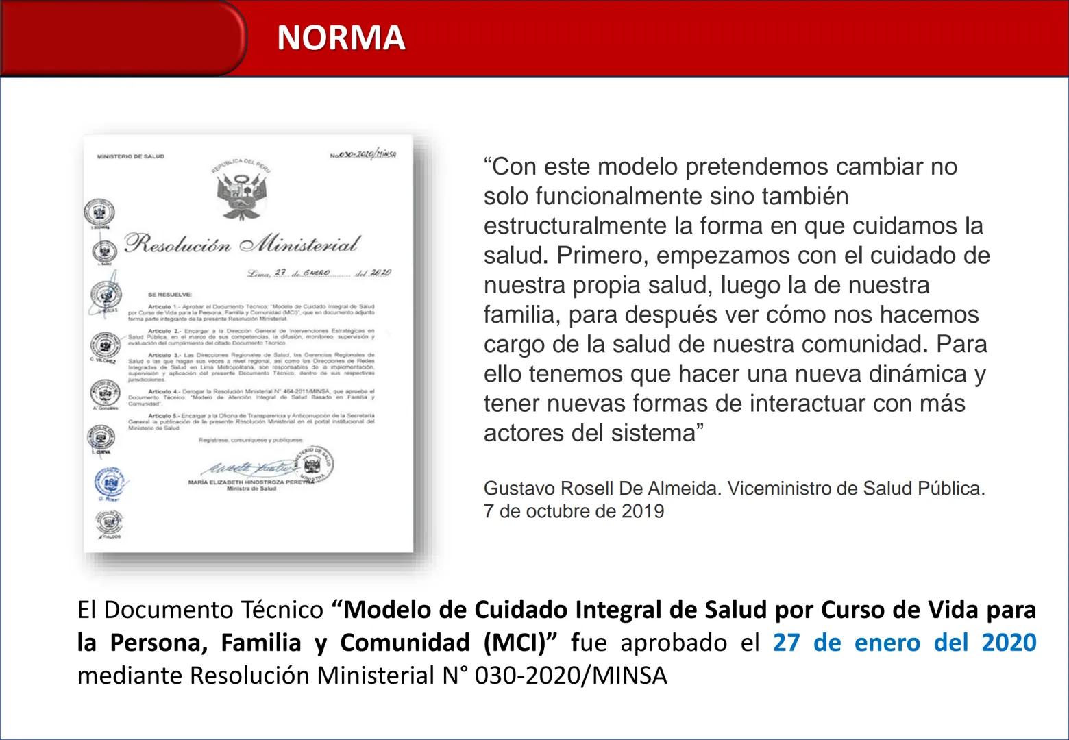 Orientaciones para la
Implementación
Modelo de Cuidado Integral de
Salud por Curso de Vida para la
Persona, Familia y Comunidad
(MCI)
Gustav