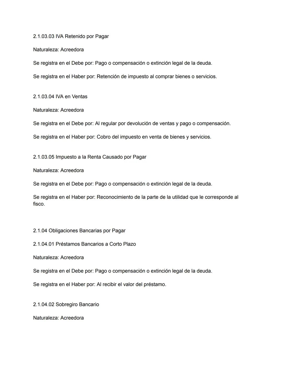 Plan de Cuentas para una Empresa Comercial
1. Activos
1.1 Activo Corriente
1.1.01 Efectivo y Equivalentes de Efectivo
1.1.01.01 Caja
Natural