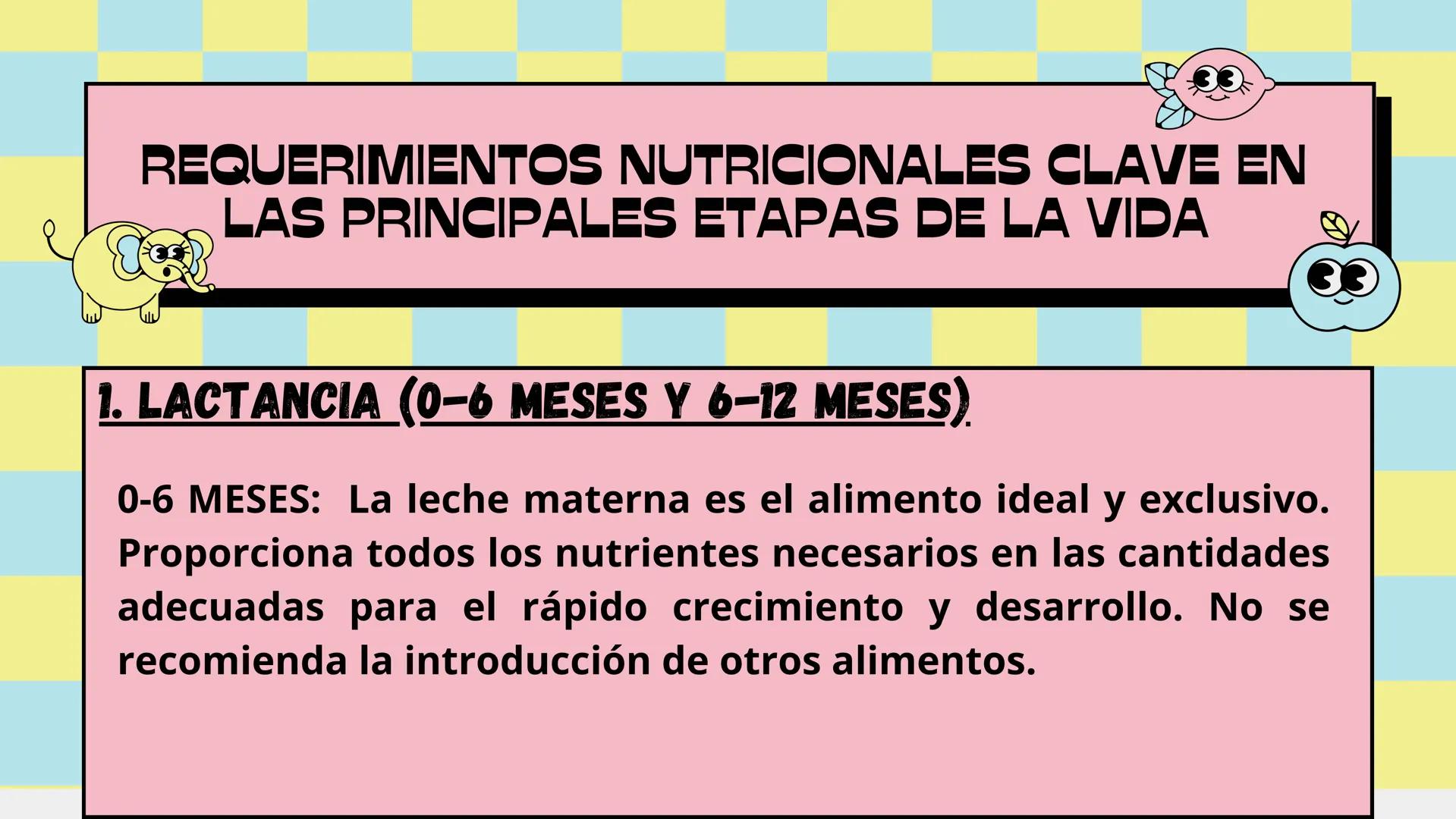 ¿QUÉ SON LOS REQUERIMIENTOS NUTRICIONALES
DE ACUERDO A LA ETAPA EVOLUTIVA?
Son las cantidades específicas de nutrientes esenciales (como vit