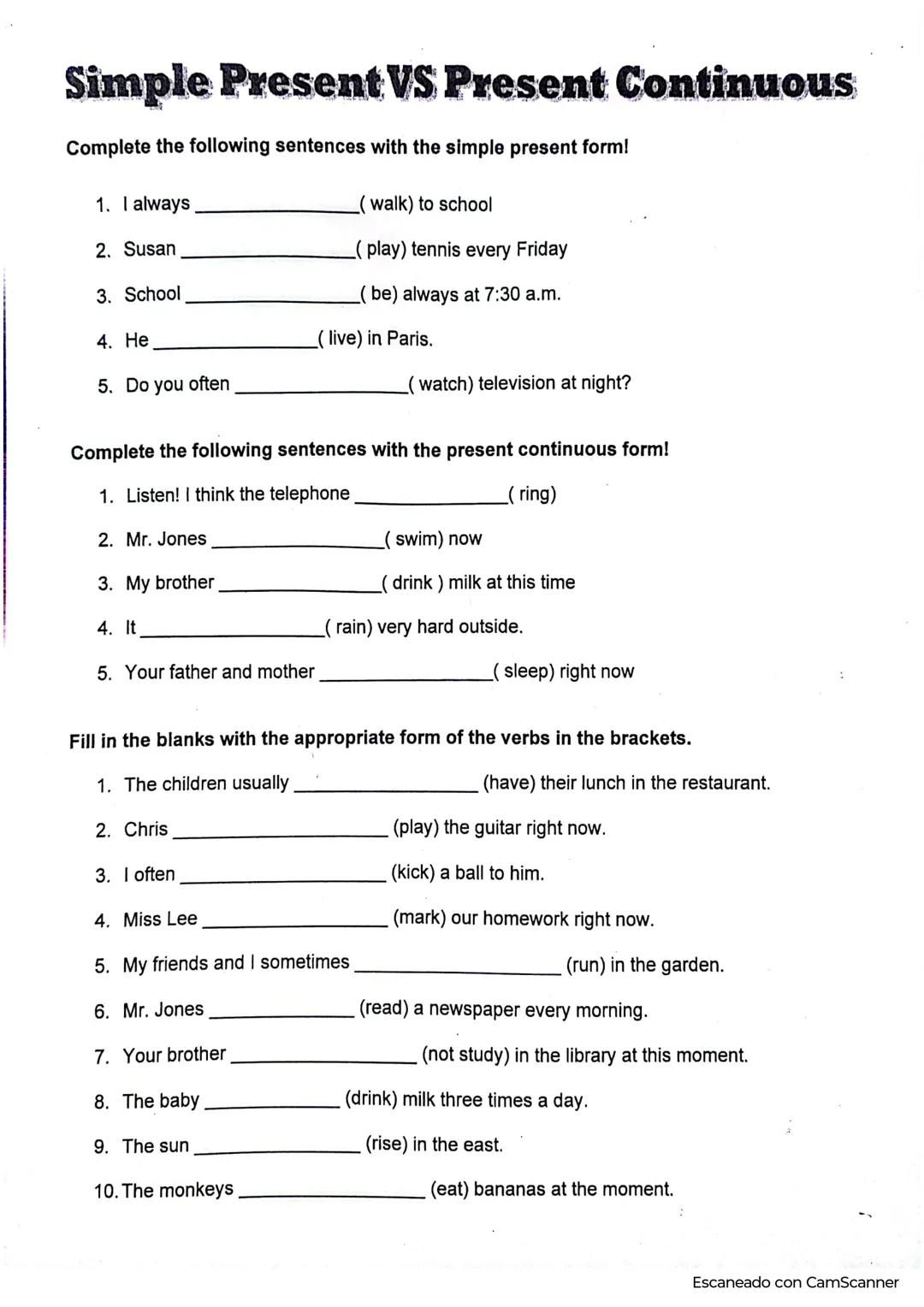 Simple present vs present continuous
