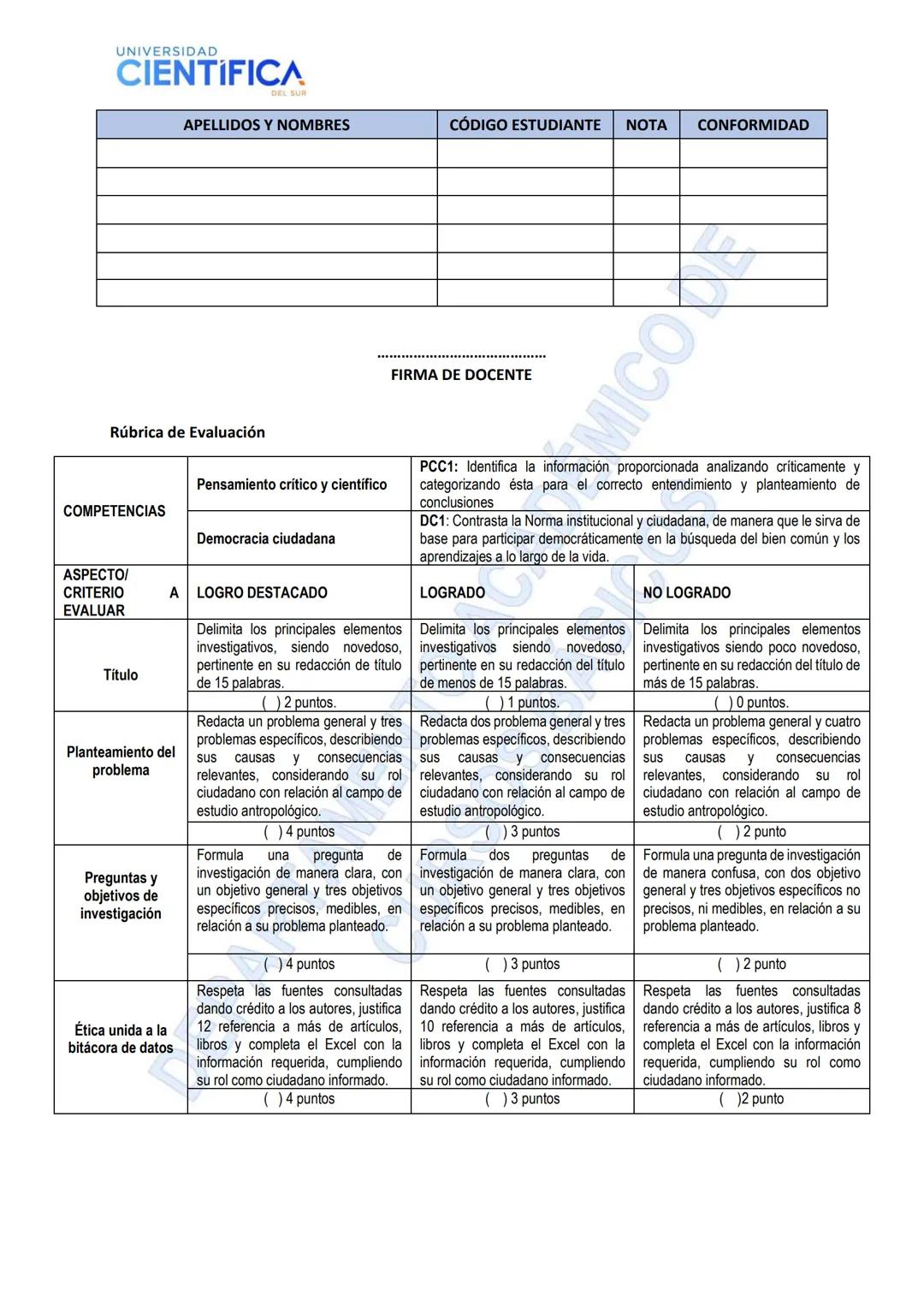 --- OCR Start ---
UNIVERSIDAD
CIENTIFICA
Evaluación Parcial - EP
2025-1
EVALUACIÓN
CÓD
DETALLE
SEMANA
PESO
Evaluación Parcial
EP
Primer avan