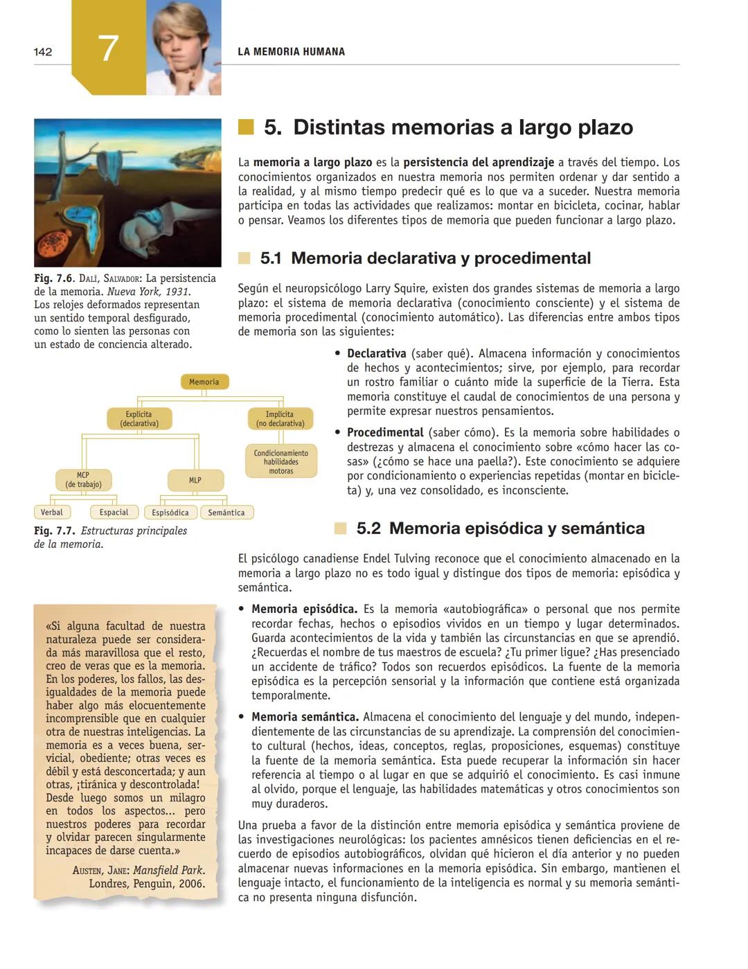 LA MEMORIA HUMANA
7
1. El misterio de la memoria
■2. Neuropsicología de la memoria
■3. Procesos básicos de la memoria
4. Estructura y funcio