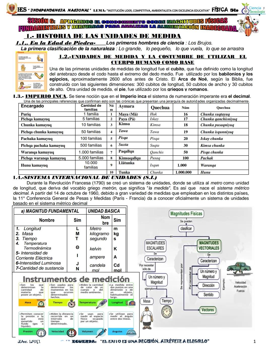 # FÍSICA 5to
IES "INDEPENDENCIA NACIONAL" LEMA: "INSTITUCIÓN LÍDER, COMPETITIVA, AMBIENTALISTA CON EXCELENCIA EDUCATIVA"
**SESIÓN 6: APLICA