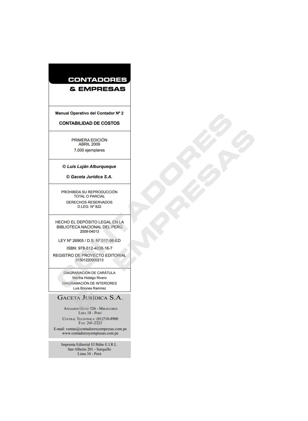 CONTADORES
& EMPRESAS
SISTEMA INTEGRAL DE INFORMACIÓN
PARA CONTADORES, ADMINISTRADORES Y GERENTES
OPERATIVO DEL
MANUAL
CONTADOR
Contabilidad