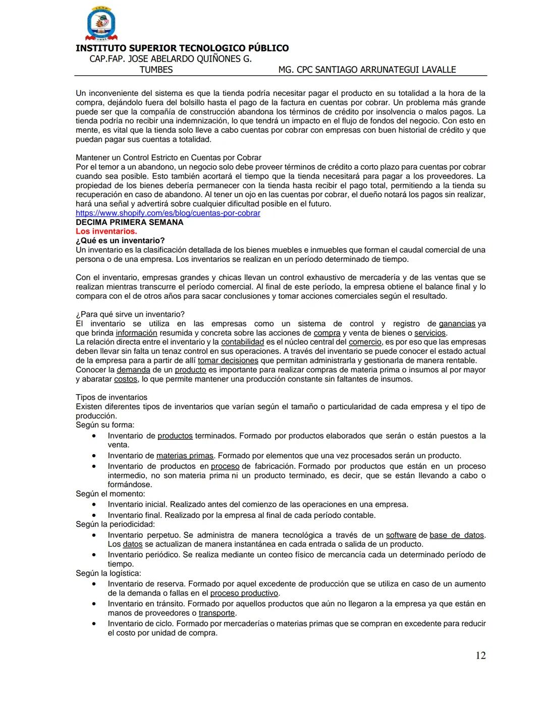# INSTITUTO SUPERIOR TECNOLOGICO PÚBLICO
CAP.FAP. JOSE ABELARDO QUIÑONES G.
TUMBES
MG. CPC SANTIAGO ARRUNATEGUI LAVALLE
FICHA TECNICA DE FIN