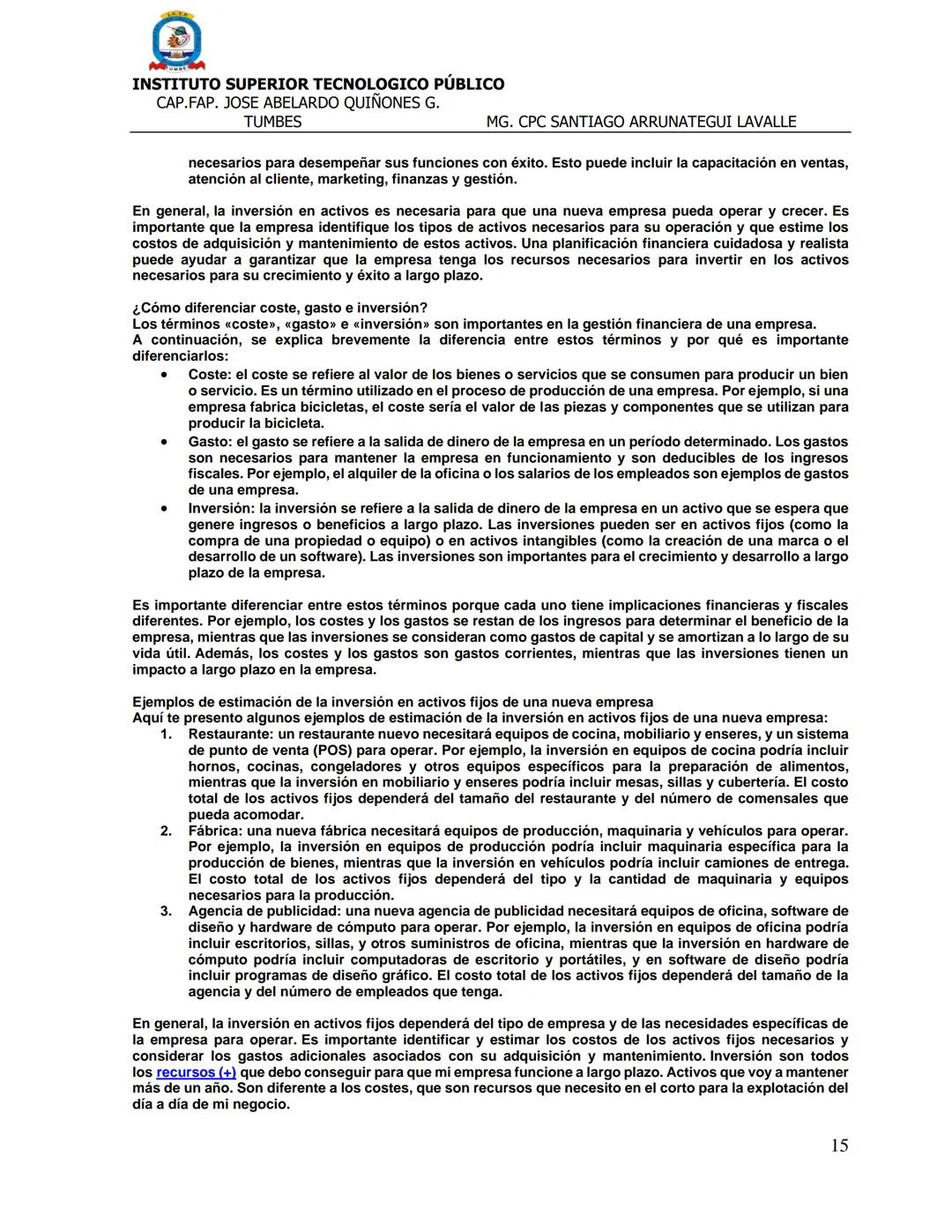 # INSTITUTO SUPERIOR TECNOLOGICO PÚBLICO
CAP.FAP. JOSE ABELARDO QUIÑONES G.
TUMBES
MG. CPC SANTIAGO ARRUNATEGUI LAVALLE
FICHA TECNICA DE FIN