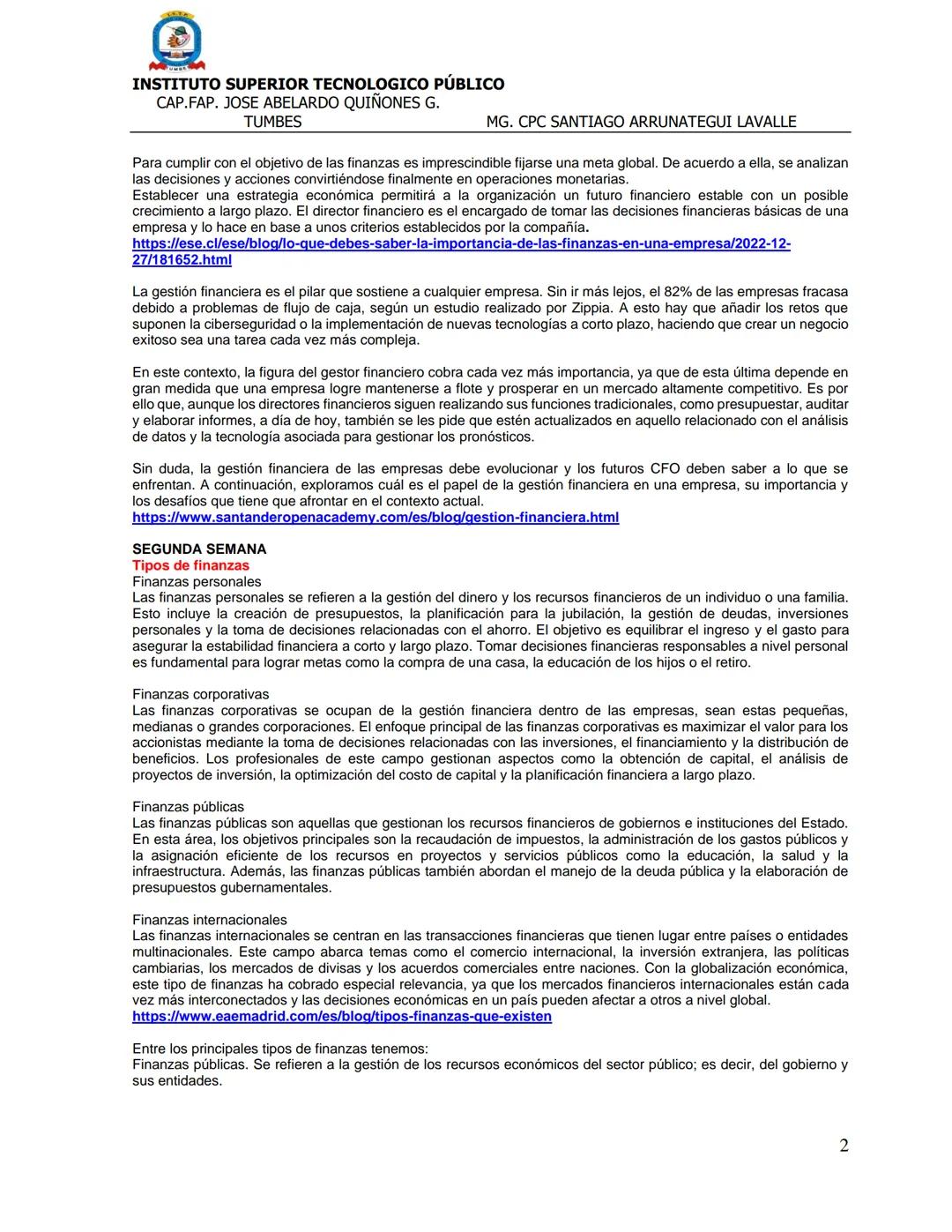 # INSTITUTO SUPERIOR TECNOLOGICO PÚBLICO
CAP.FAP. JOSE ABELARDO QUIÑONES G.
TUMBES
MG. CPC SANTIAGO ARRUNATEGUI LAVALLE
FICHA TECNICA DE FIN