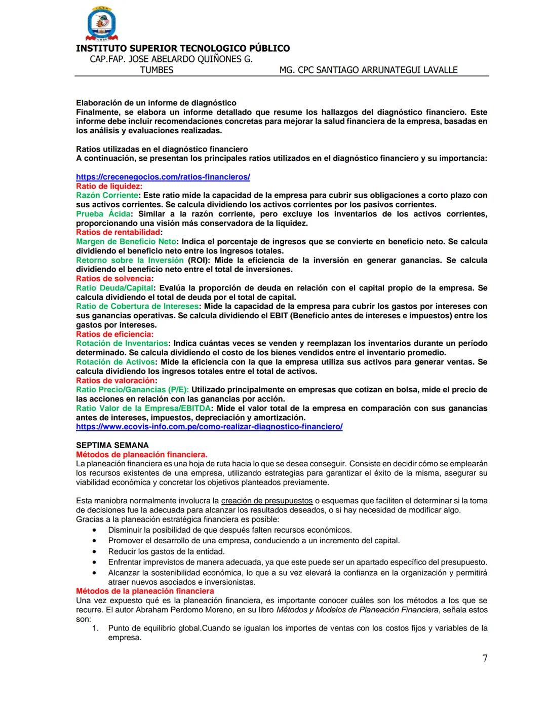 # INSTITUTO SUPERIOR TECNOLOGICO PÚBLICO
CAP.FAP. JOSE ABELARDO QUIÑONES G.
TUMBES
MG. CPC SANTIAGO ARRUNATEGUI LAVALLE
FICHA TECNICA DE FIN