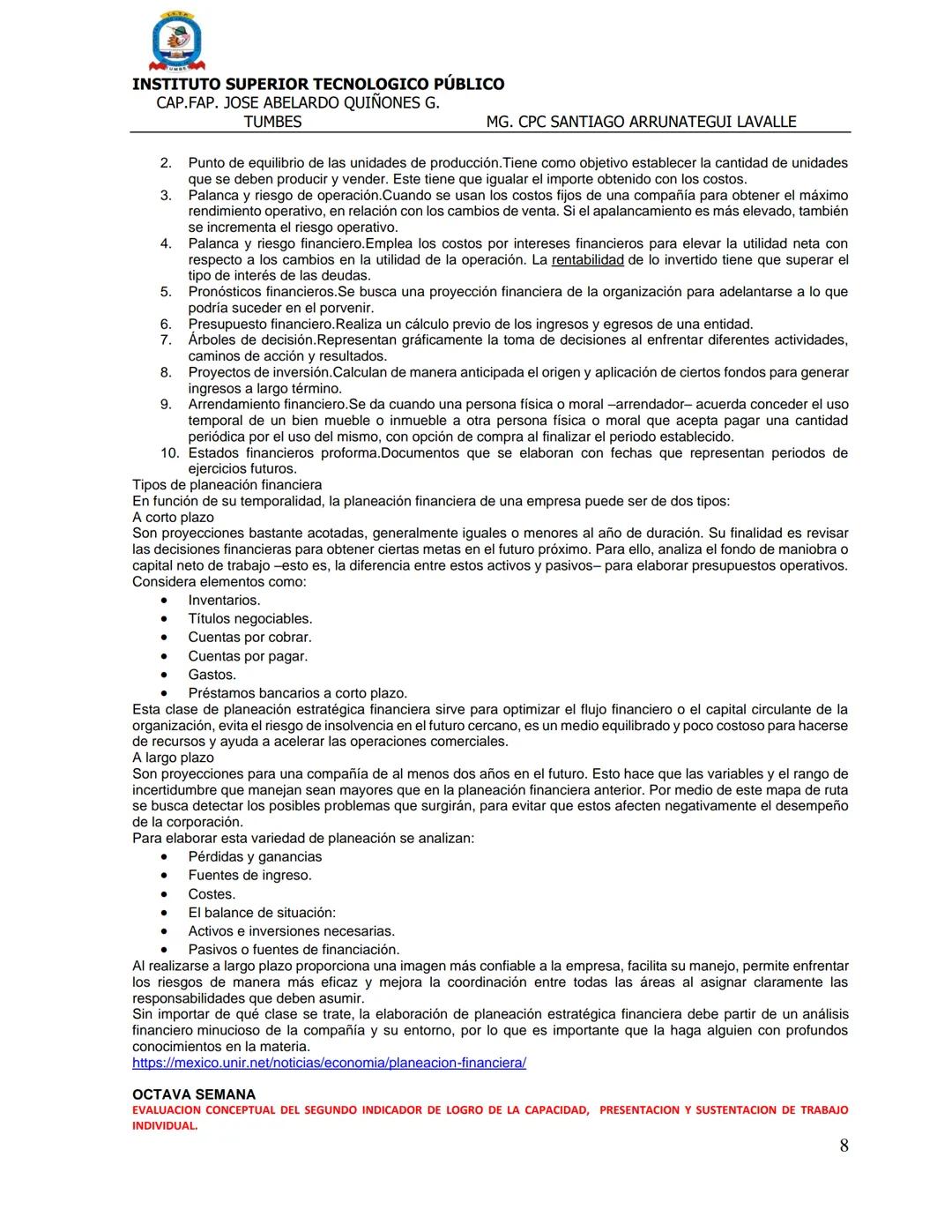# INSTITUTO SUPERIOR TECNOLOGICO PÚBLICO
CAP.FAP. JOSE ABELARDO QUIÑONES G.
TUMBES
MG. CPC SANTIAGO ARRUNATEGUI LAVALLE
FICHA TECNICA DE FIN