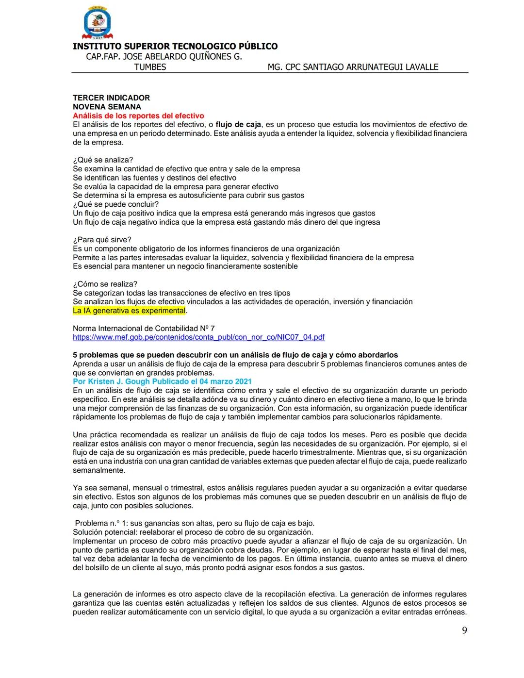 # INSTITUTO SUPERIOR TECNOLOGICO PÚBLICO
CAP.FAP. JOSE ABELARDO QUIÑONES G.
TUMBES
MG. CPC SANTIAGO ARRUNATEGUI LAVALLE
FICHA TECNICA DE FIN
