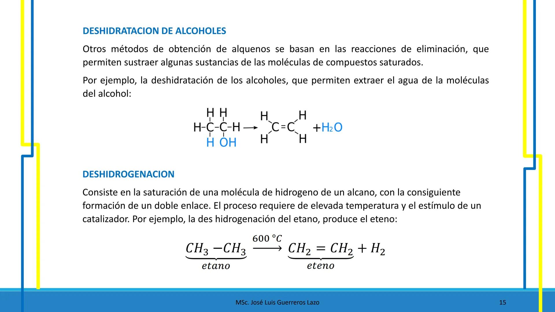 NaOH
QUÍMICA
ORGÁNICA
NaNO3 + H2O Mg - Br + SO₂
CH2-OH
HIDROCARBUROS NO SATURADOS
NaBH4
CH₂ - Br + Na2SO3
2
12+5
Na + H₂O
Msc. José Luis Gue