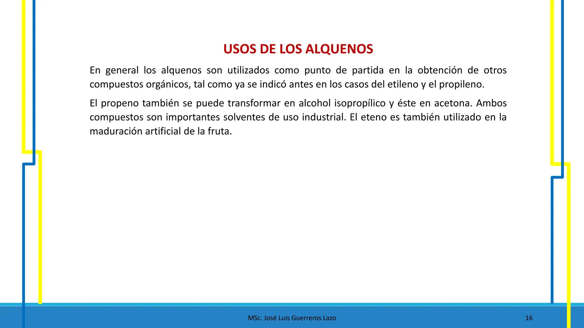 NaOH
QUÍMICA
ORGÁNICA
NaNO3 + H2O Mg - Br + SO₂
CH2-OH
HIDROCARBUROS NO SATURADOS
NaBH4
CH₂ - Br + Na2SO3
2
12+5
Na + H₂O
Msc. José Luis Gue