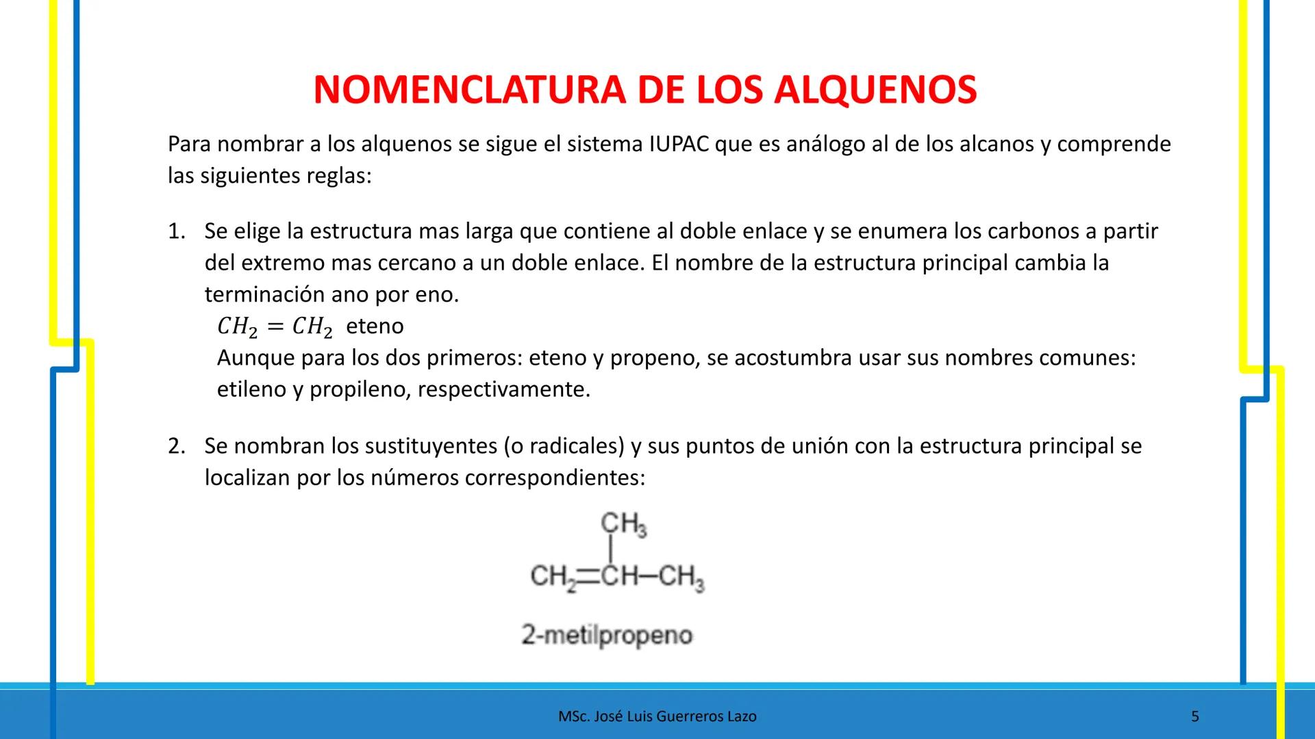 NaOH
QUÍMICA
ORGÁNICA
NaNO3 + H2O Mg - Br + SO₂
CH2-OH
HIDROCARBUROS NO SATURADOS
NaBH4
CH₂ - Br + Na2SO3
2
12+5
Na + H₂O
Msc. José Luis Gue