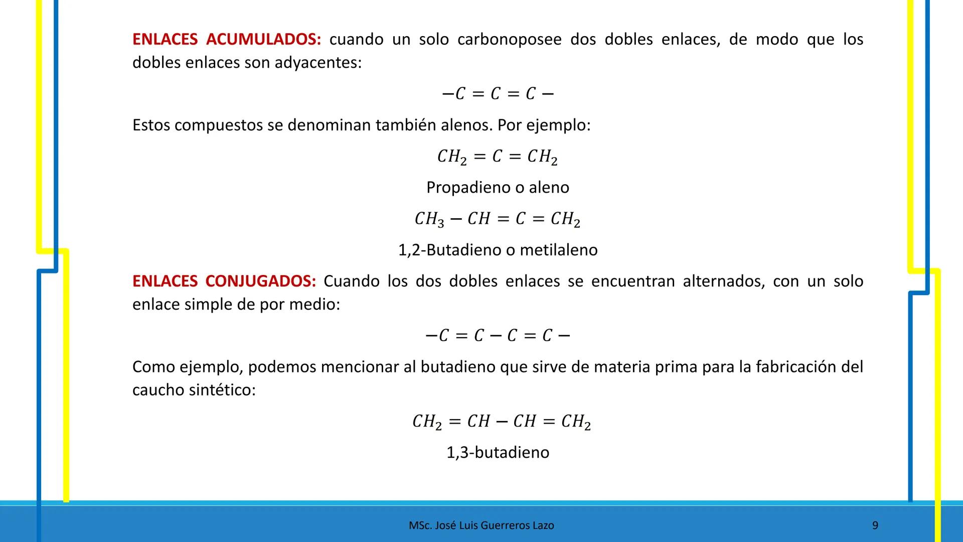 NaOH
QUÍMICA
ORGÁNICA
NaNO3 + H2O Mg - Br + SO₂
CH2-OH
HIDROCARBUROS NO SATURADOS
NaBH4
CH₂ - Br + Na2SO3
2
12+5
Na + H₂O
Msc. José Luis Gue