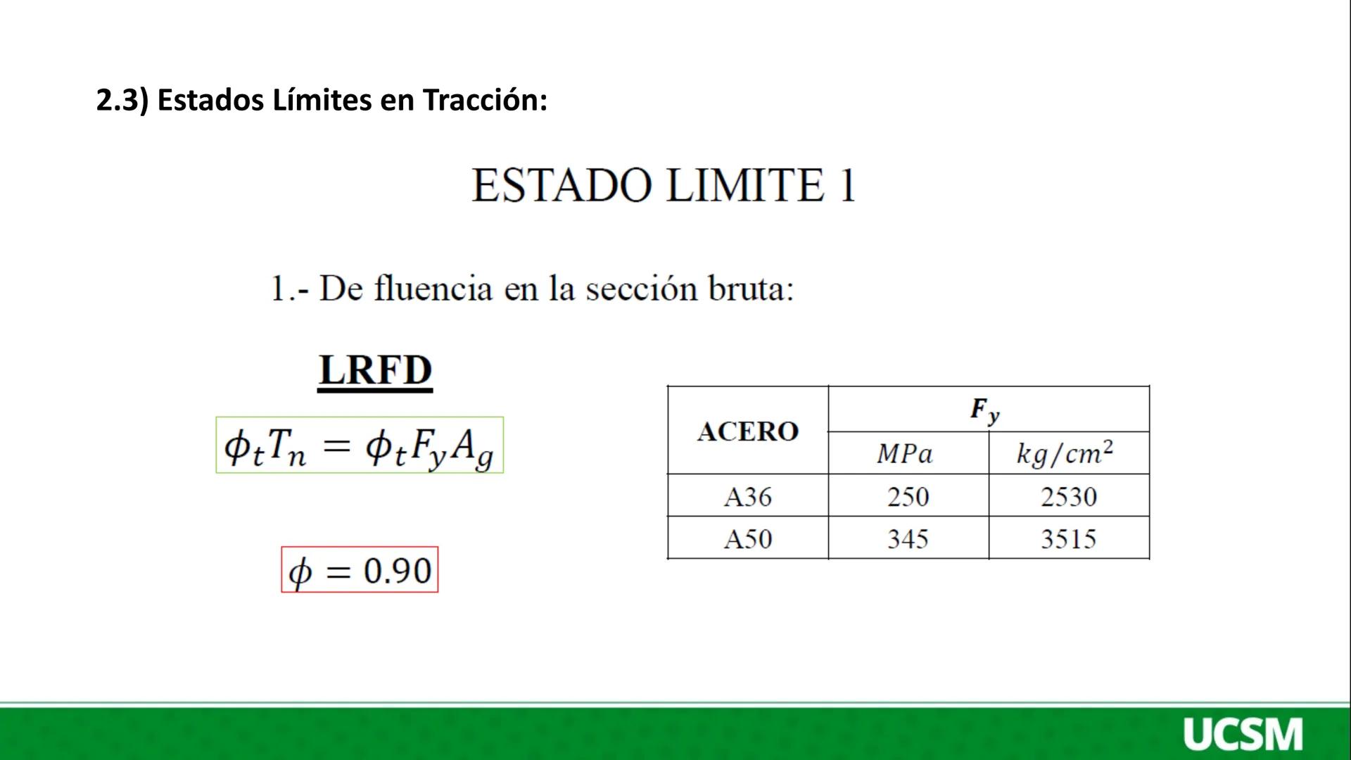 Universidad Católica
de Santa María
DISEÑO EN ACERO Y MADERA
II UNIDAD:
DISEÑO A TRACCION EN ACERO ESTRUCTURAL
Ing. Olger Javier Febres Rosa