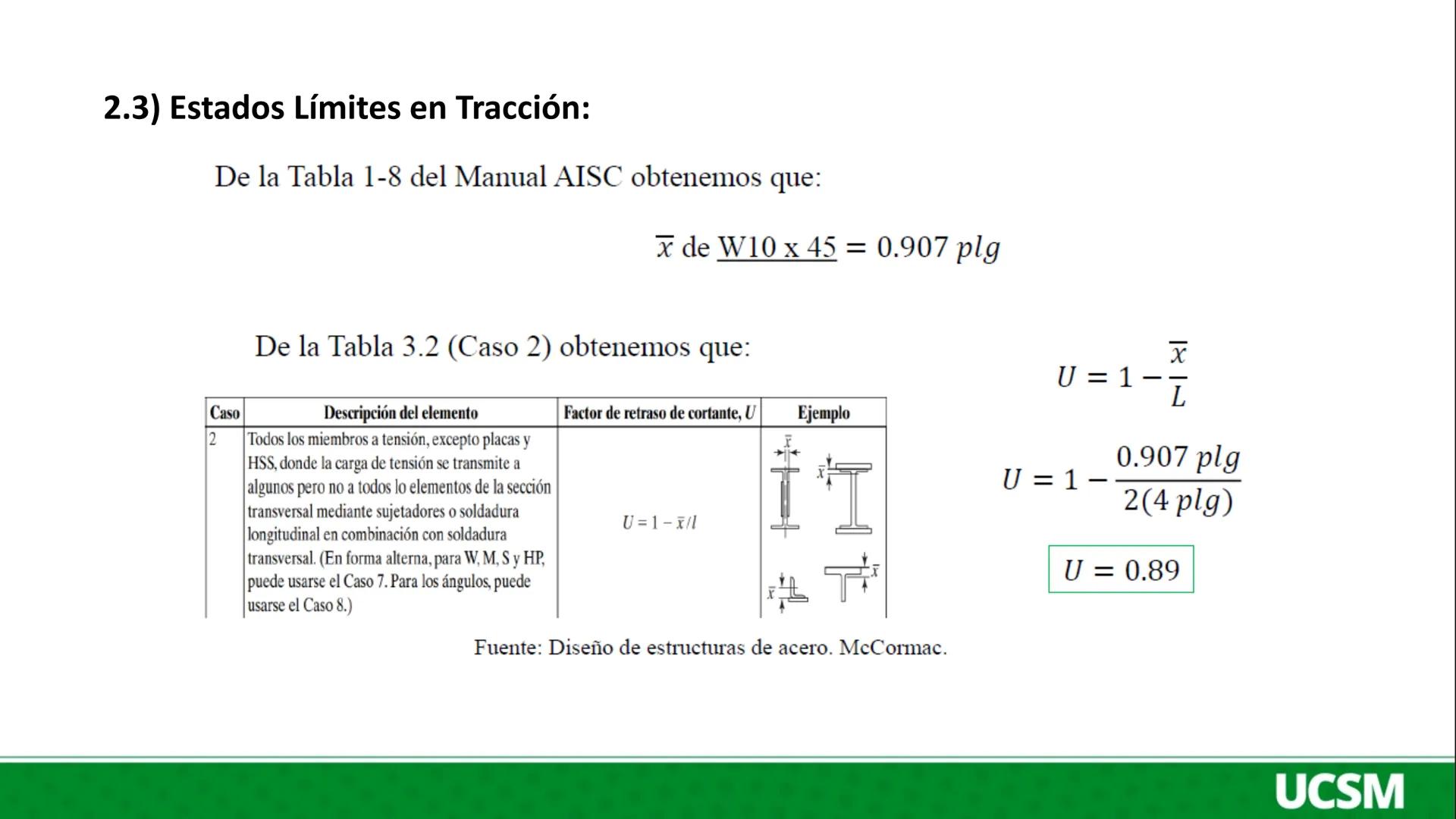 Universidad Católica
de Santa María
DISEÑO EN ACERO Y MADERA
II UNIDAD:
DISEÑO A TRACCION EN ACERO ESTRUCTURAL
Ing. Olger Javier Febres Rosa