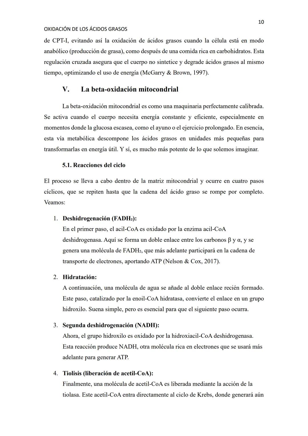 # OXIDACIÓN DE LOS ÁCIDOS GRASOS
1
Resumen
La oxidación de los ácidos grasos es uno de los procesos clave en el metabolismo energético de