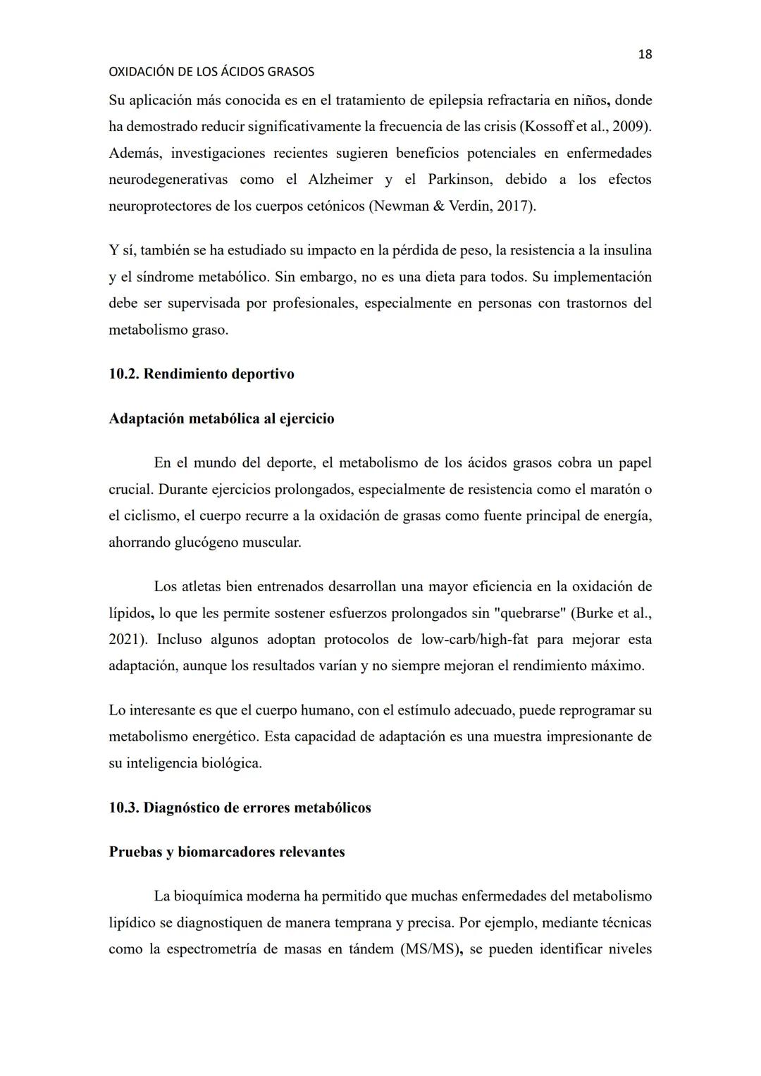 # OXIDACIÓN DE LOS ÁCIDOS GRASOS
1
Resumen
La oxidación de los ácidos grasos es uno de los procesos clave en el metabolismo energético de