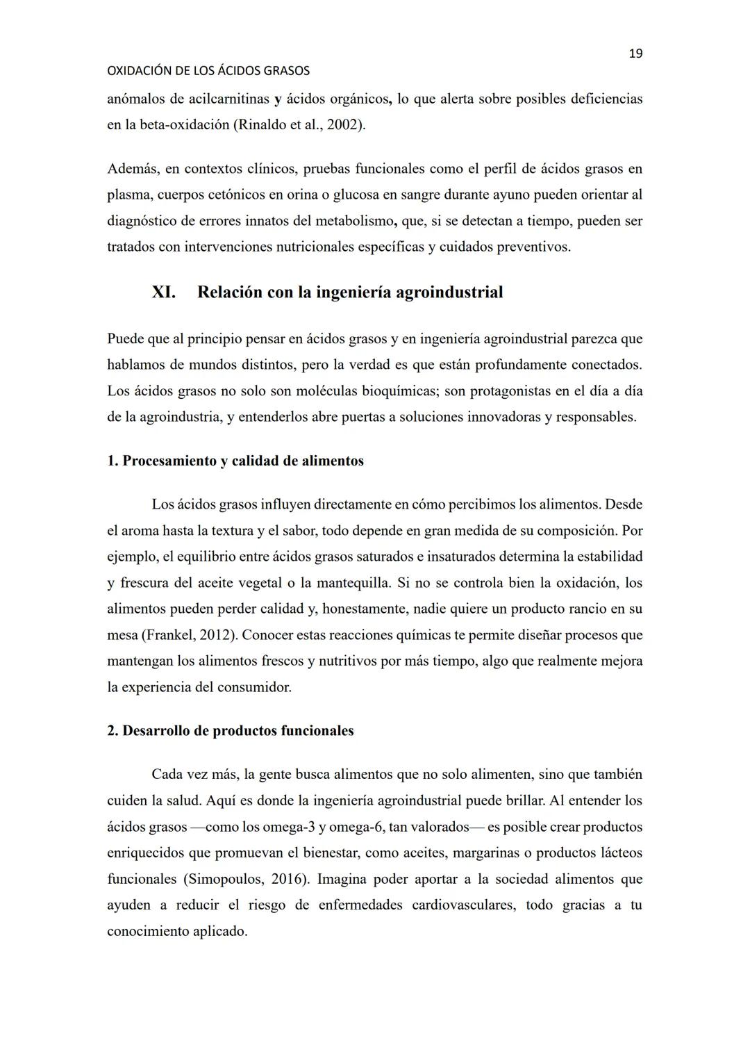 # OXIDACIÓN DE LOS ÁCIDOS GRASOS
1
Resumen
La oxidación de los ácidos grasos es uno de los procesos clave en el metabolismo energético de