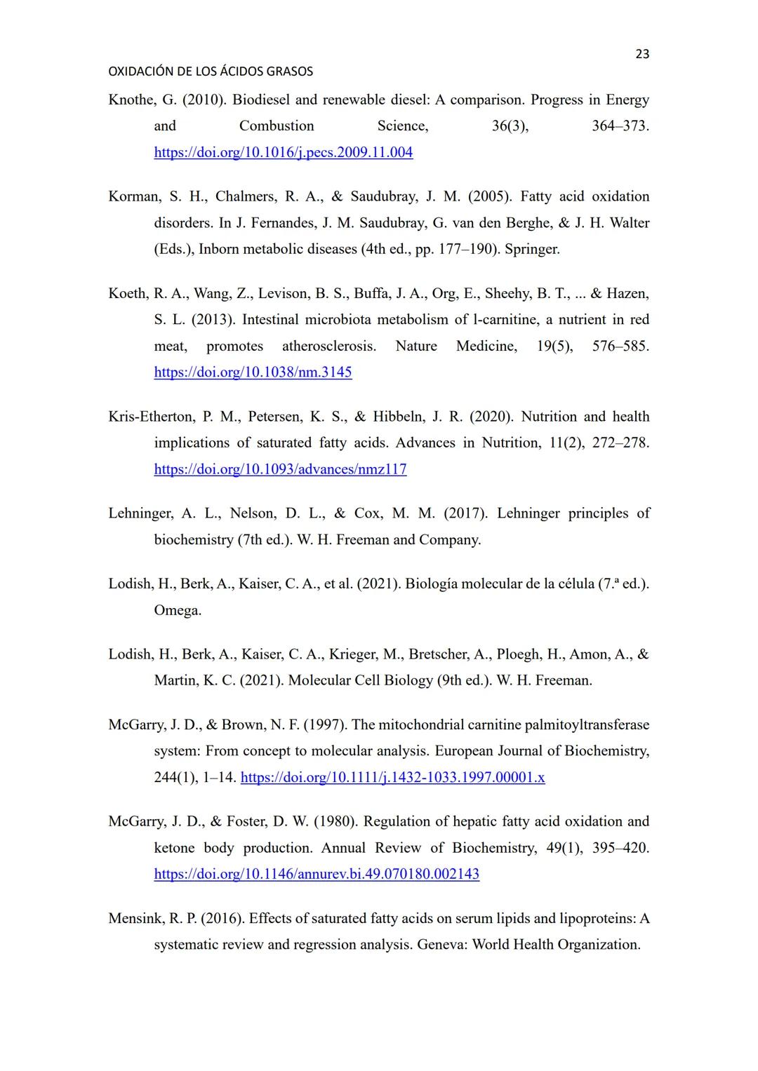 # OXIDACIÓN DE LOS ÁCIDOS GRASOS
1
Resumen
La oxidación de los ácidos grasos es uno de los procesos clave en el metabolismo energético de