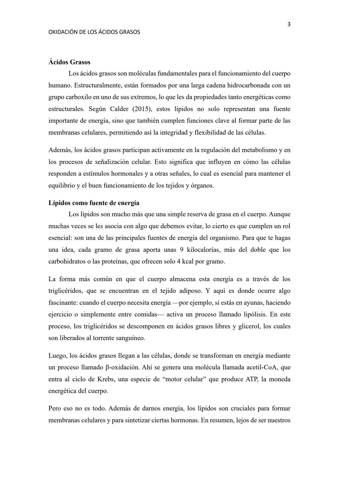 # OXIDACIÓN DE LOS ÁCIDOS GRASOS
1
Resumen
La oxidación de los ácidos grasos es uno de los procesos clave en el metabolismo energético de