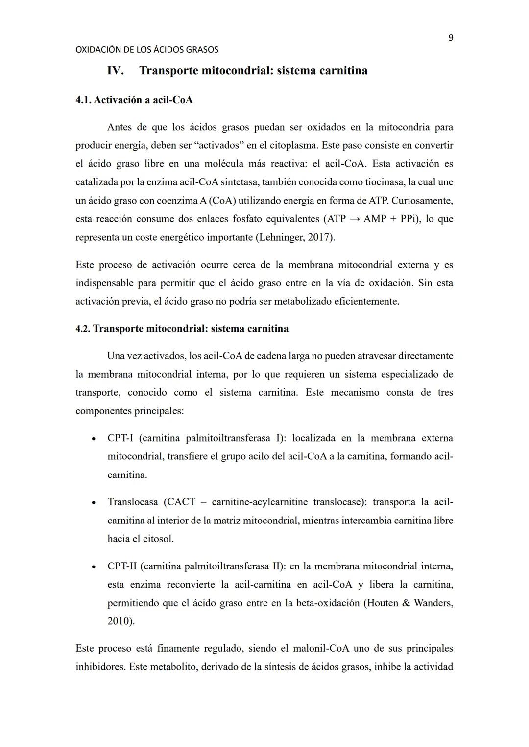 # OXIDACIÓN DE LOS ÁCIDOS GRASOS
1
Resumen
La oxidación de los ácidos grasos es uno de los procesos clave en el metabolismo energético de