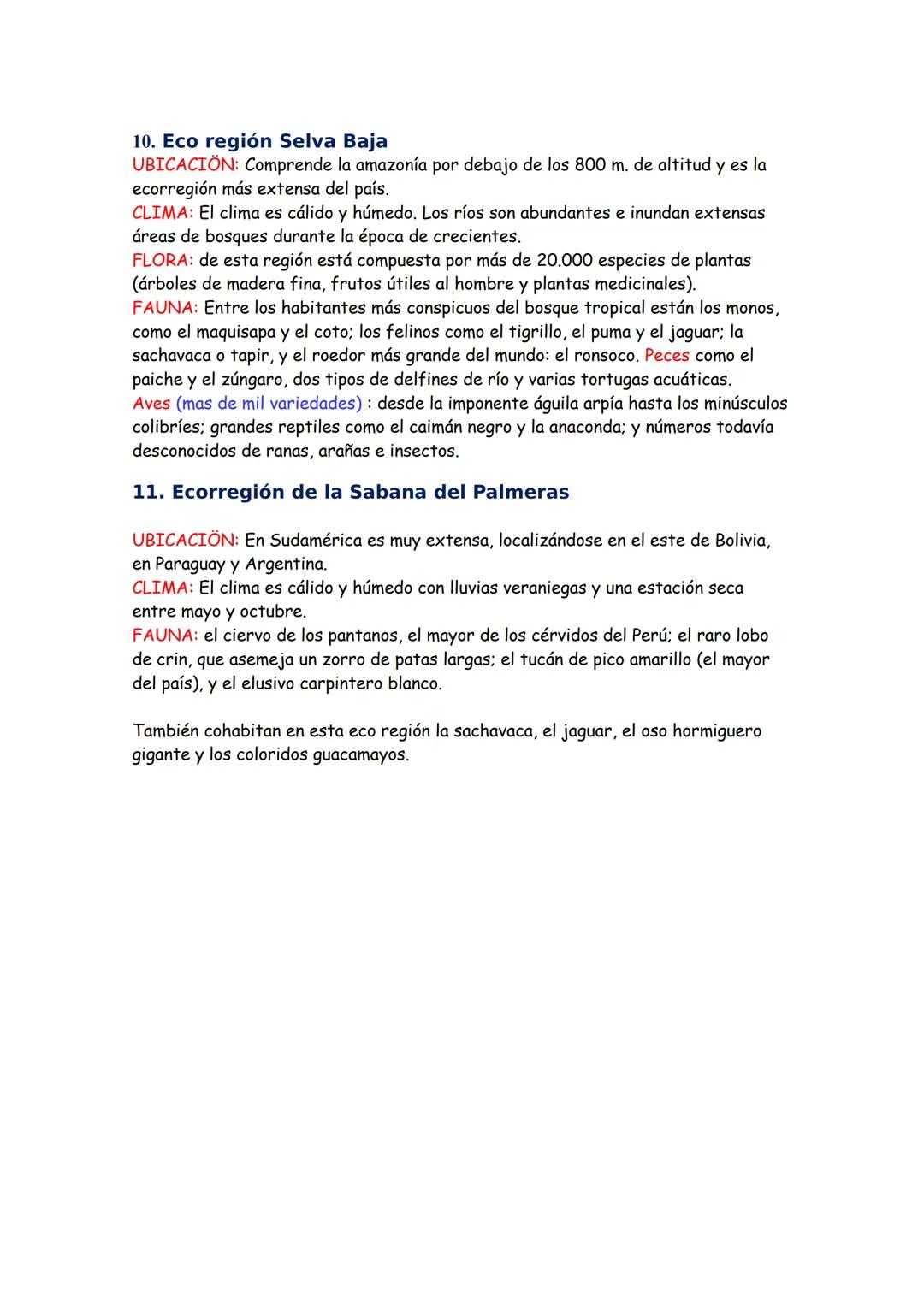 Las 11 Ecorregiones del Peru (Brack Egg)
Las 11 Eco regiones Del Perú
Una ecorregión es un área geográfica que se caracteriza por contar con