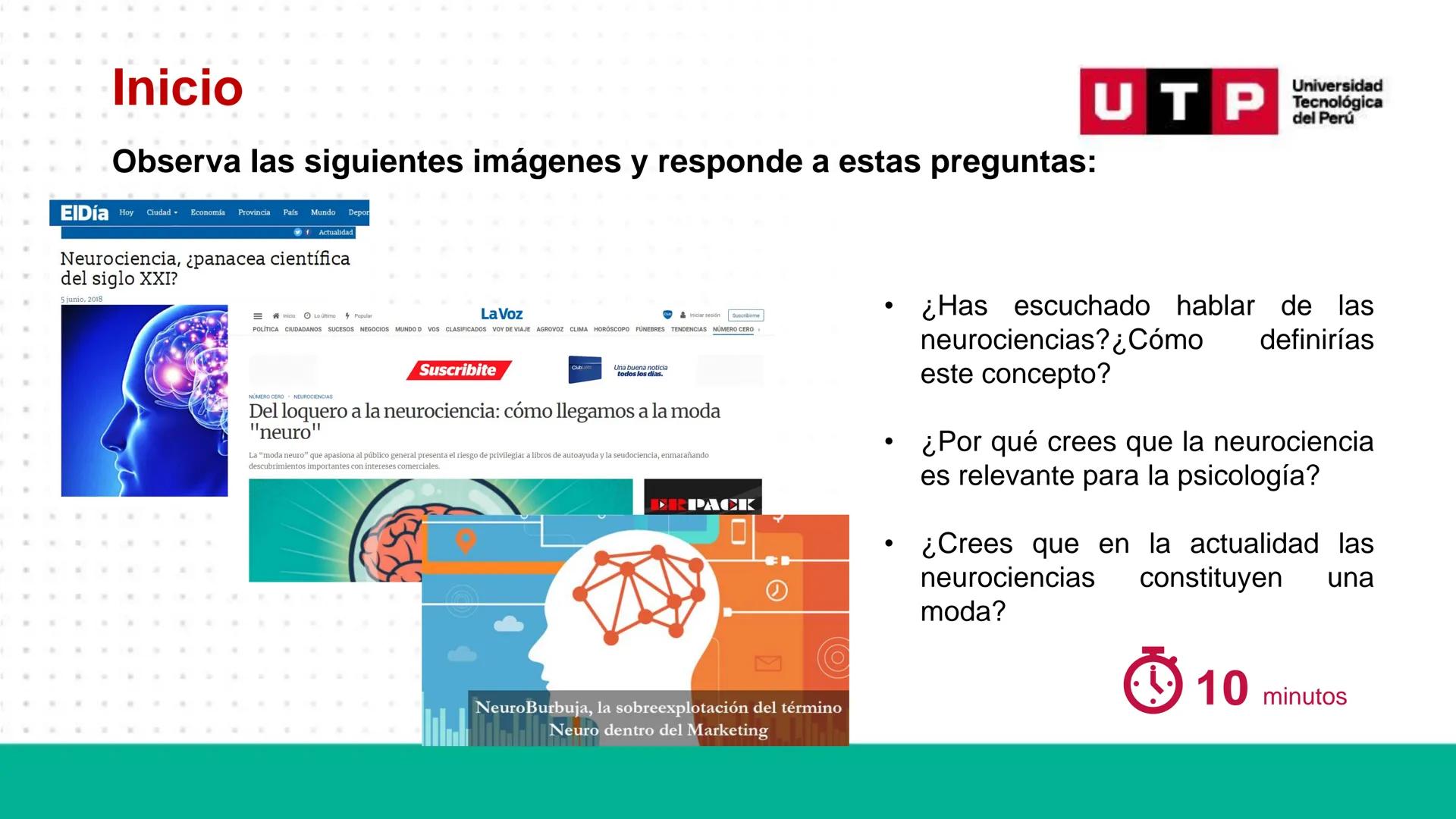 Bases biológicas del
comportamiento
Sesión 01: Historia de las neurociencias
Universidad
UTP Tecnológica
del Perú Universidad
Normas de conv